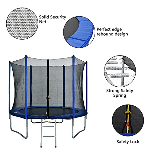 Tiktun Pro Trampoline With Safety Enclosure, 8Ft 10Ft 12Ft 14Ft 15Ft 16Ft Heavy Duty Jumping Mat And Spring Cover Padding For Kids And Adults(8Ft), Black #TOP3