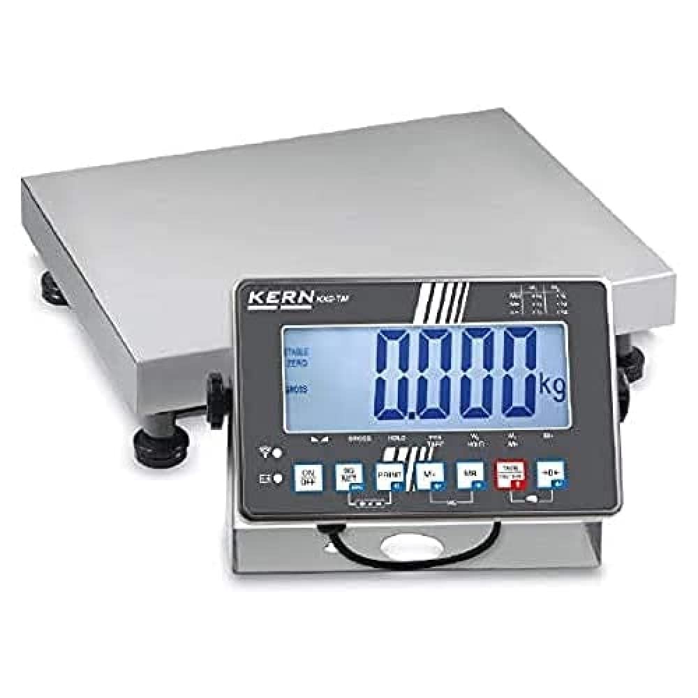 IP-geschützte Plattformwaage [Kern IXS 100K-3] mit Edelstahl-IP68-Auswertegerät, XL-Display, Wägebereich [Max]: 150 kg, Ablesbarkeit [d]: 5 g, Wägeplatte: BxTxH 500x400x123 mm (Edelstahl)