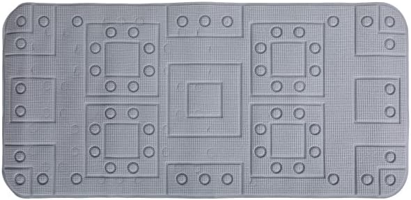 Gray PVC Safety Grip Bathtub Mat with Suction Cups, 17 x 36 Inches