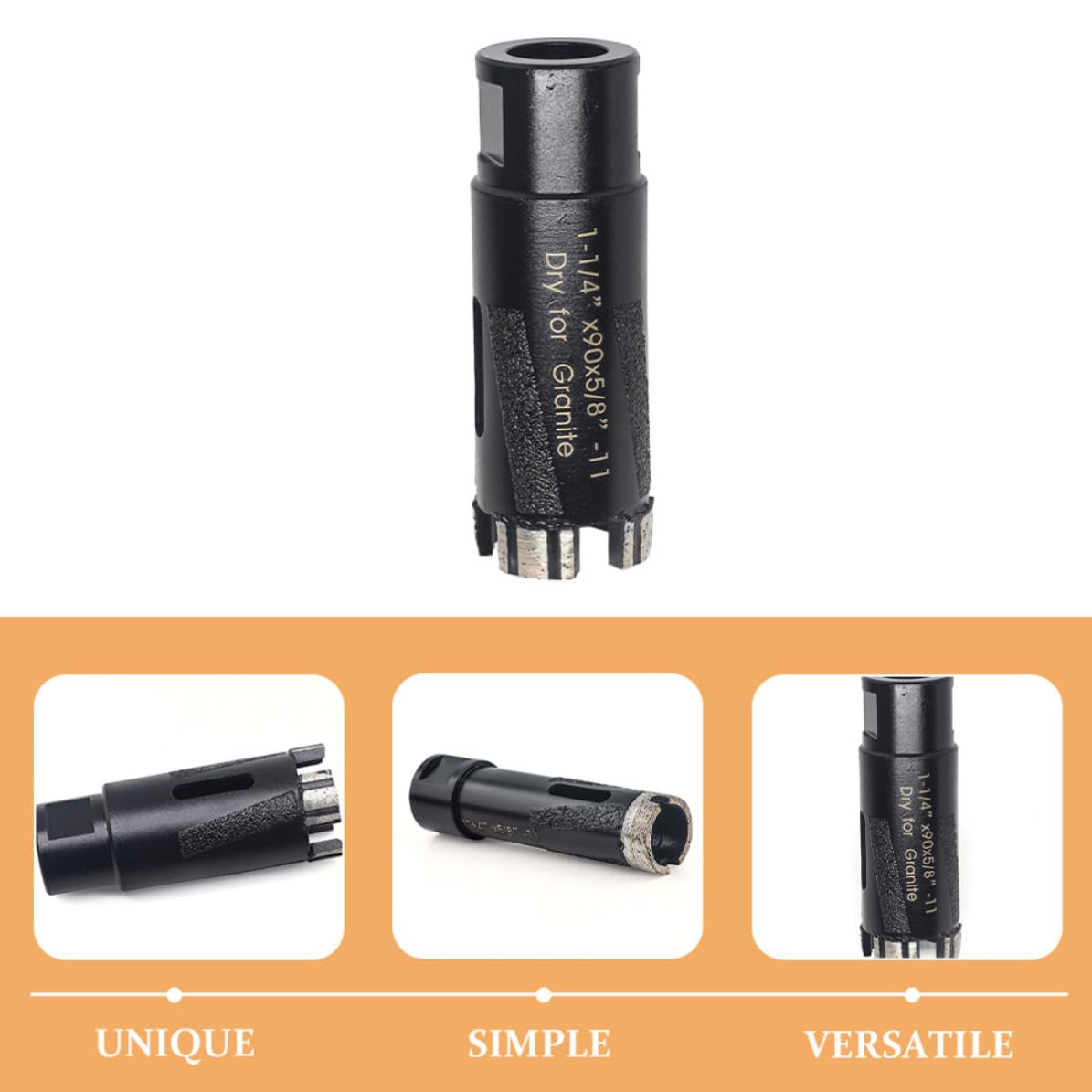 VILLCASE Broca de Diamante para Mampostería y Granito Resistencia al Desgaste y Perforación Suave para Proyectos de Construcción y Uso Profesional Color Negro