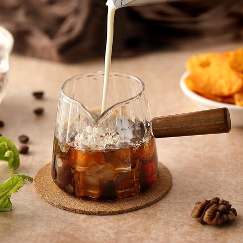 Vaso medidor para espresso 6 oz con mango de madera miniatura 7