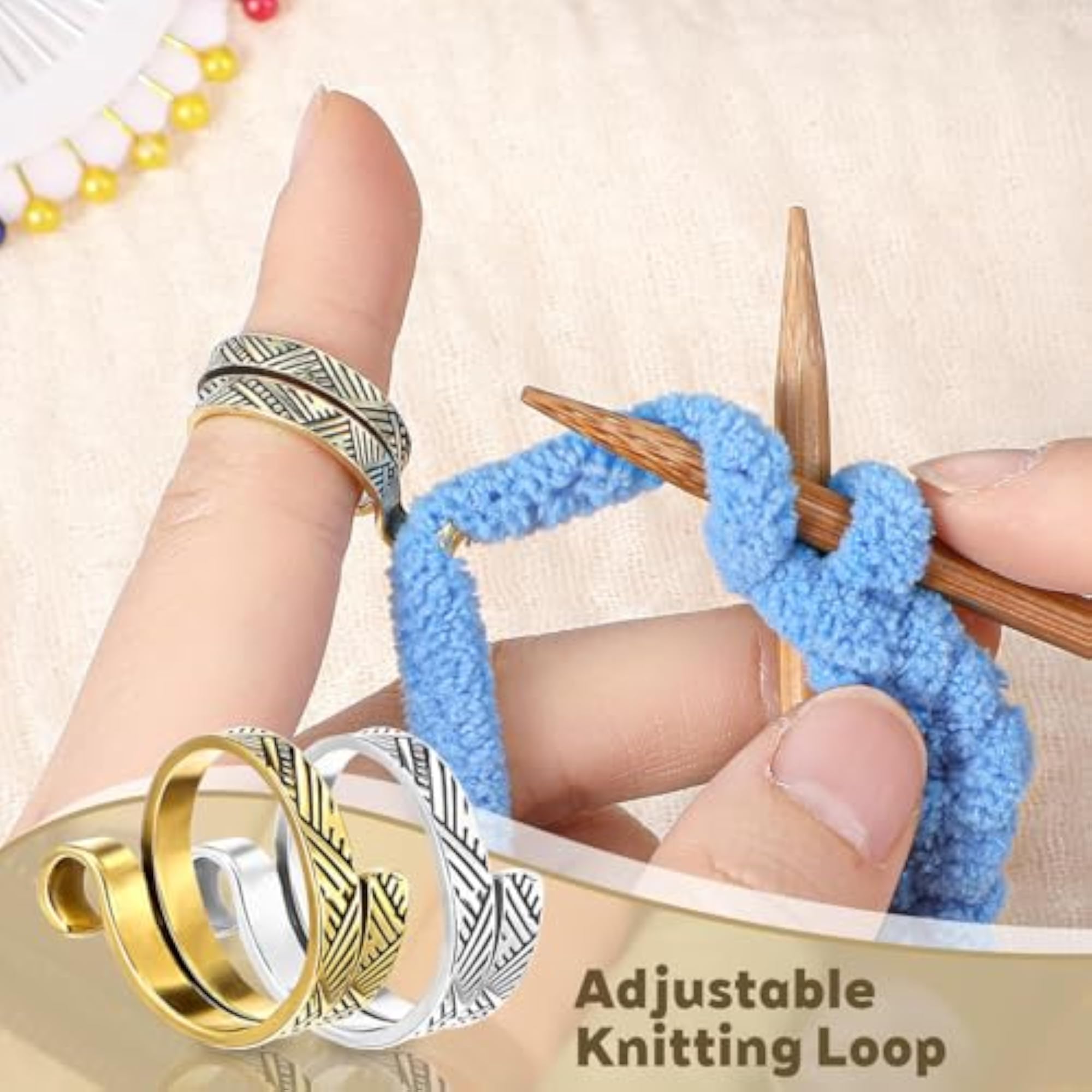 2 Pack Knitting Crochet Loop Rings for Fingers