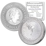 2020 AU 1 oz Australian Kangaroo .9999 Fine Silver Coin $1 Brilliant Uncirculated w/Our Certificate of Authenticity