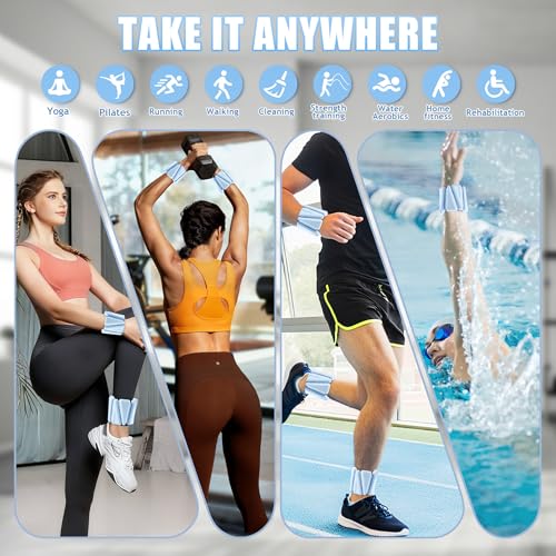 Image of BECOJADDE Ankle Weights for Women Wrist Weights Set of 2 (1 lb /2 lb Each) Adjustable Arm Leg Weight for Womens Men Suitable for Walking Swimming Running Pilates Yoga Gym