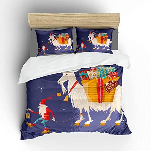 Scandinavian Christmas Gnome & Yule Goat Duvet Set Twin