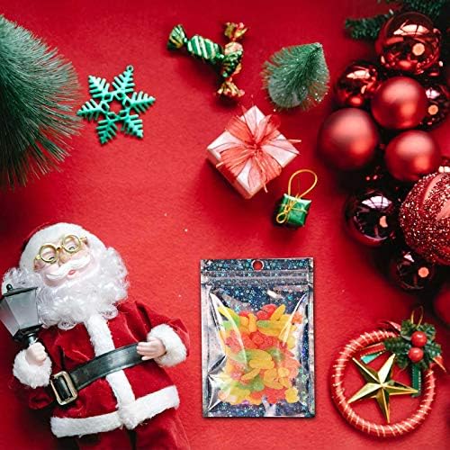 50 PCS Holographic Packaging Bags, Wax Melt Bags Sweet Packaging Jewellery Mylar Bags Foil Pouch Bags Self Sealing Storage Bags Mylar Pouches Foil Ziplock Bags Cookie Bags for Candy Food (7*10cm)
