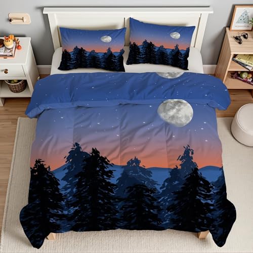 Parure de lit lune 220x240 cm douce avec fermeture éclair pratique
