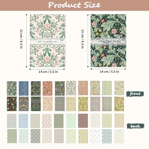 60 Sheets Scrapbook Paper 5.5×8.3 In Double Sided Vintage Craft Paper by BESARME - Used condition - Image 2