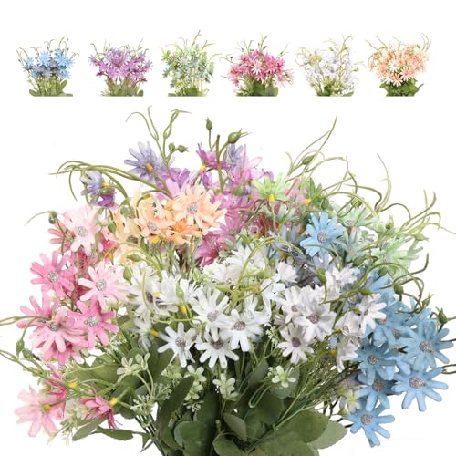 Avxdbr 6Pcs Artificial Daisy Flowers Colorful...