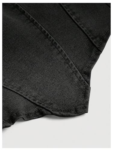 Floerns Women's Strapless Tube Denim Tube Top Asymmetrical Hanky Hem Bandeau Tops4