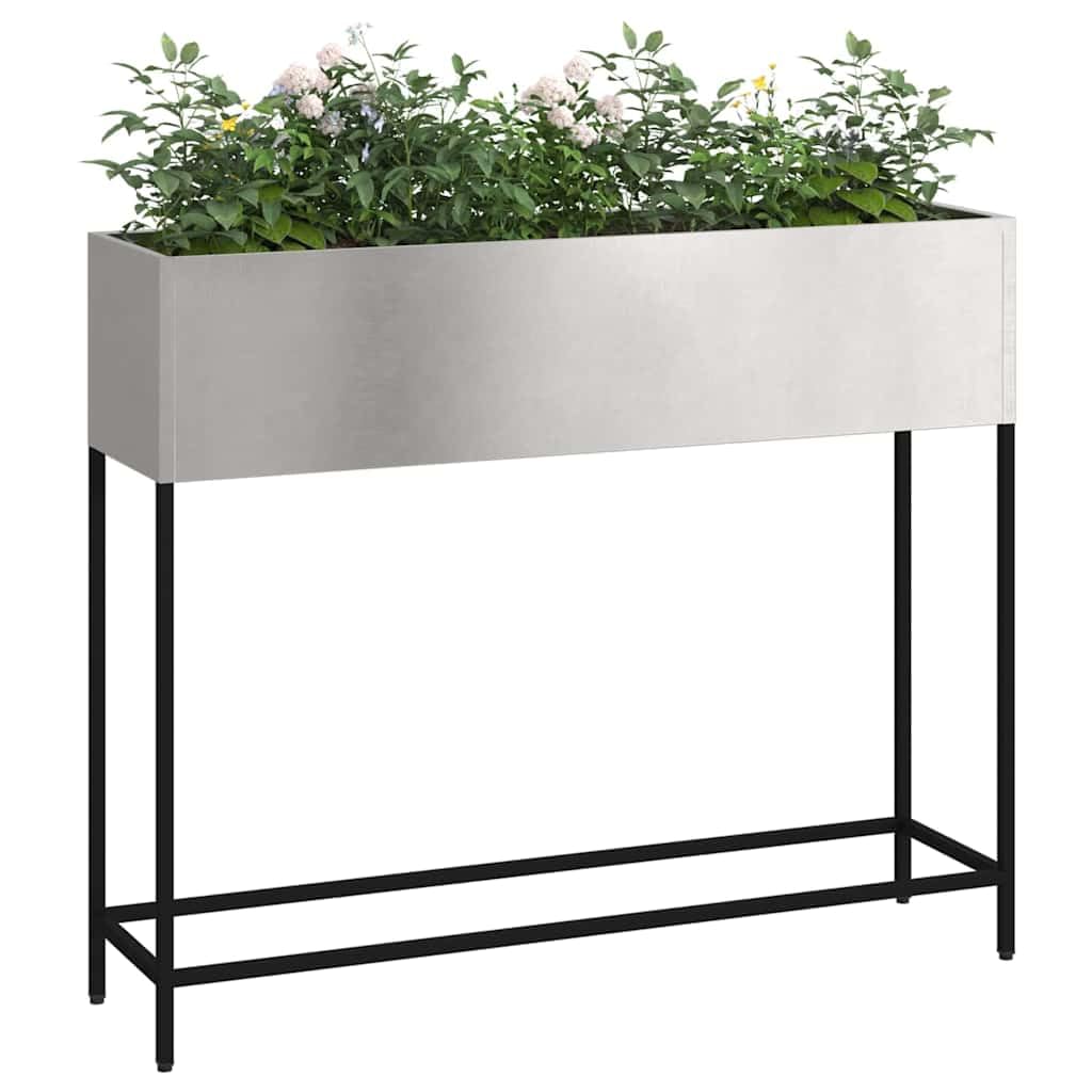 Hochbeet Edelstahl Silber 100 x 26 x 82 cm Pflanzkasten | Stilvoller Blumenkübel für Balkon und Terrasse, wetterbeständiges Design für eine einfache Pflanzenpflege.