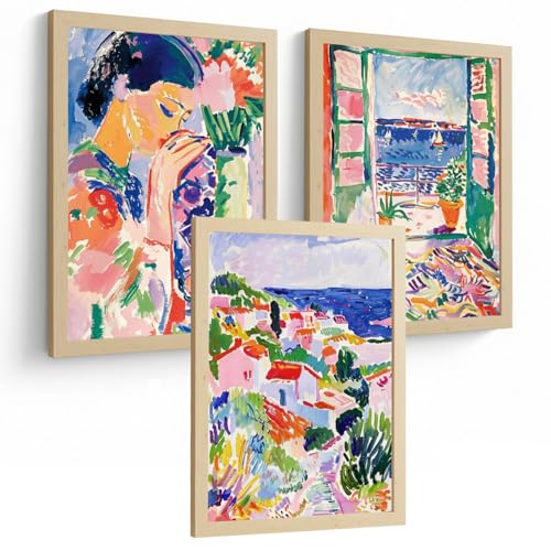 Nacnic Set De 3 Laminas Decorativas Pared Estilo Colorido. Cuadros Salon Modernos   Posters Decorativos Azules. Maritimo. Decoración Dormitorios. A3 Sin Marco