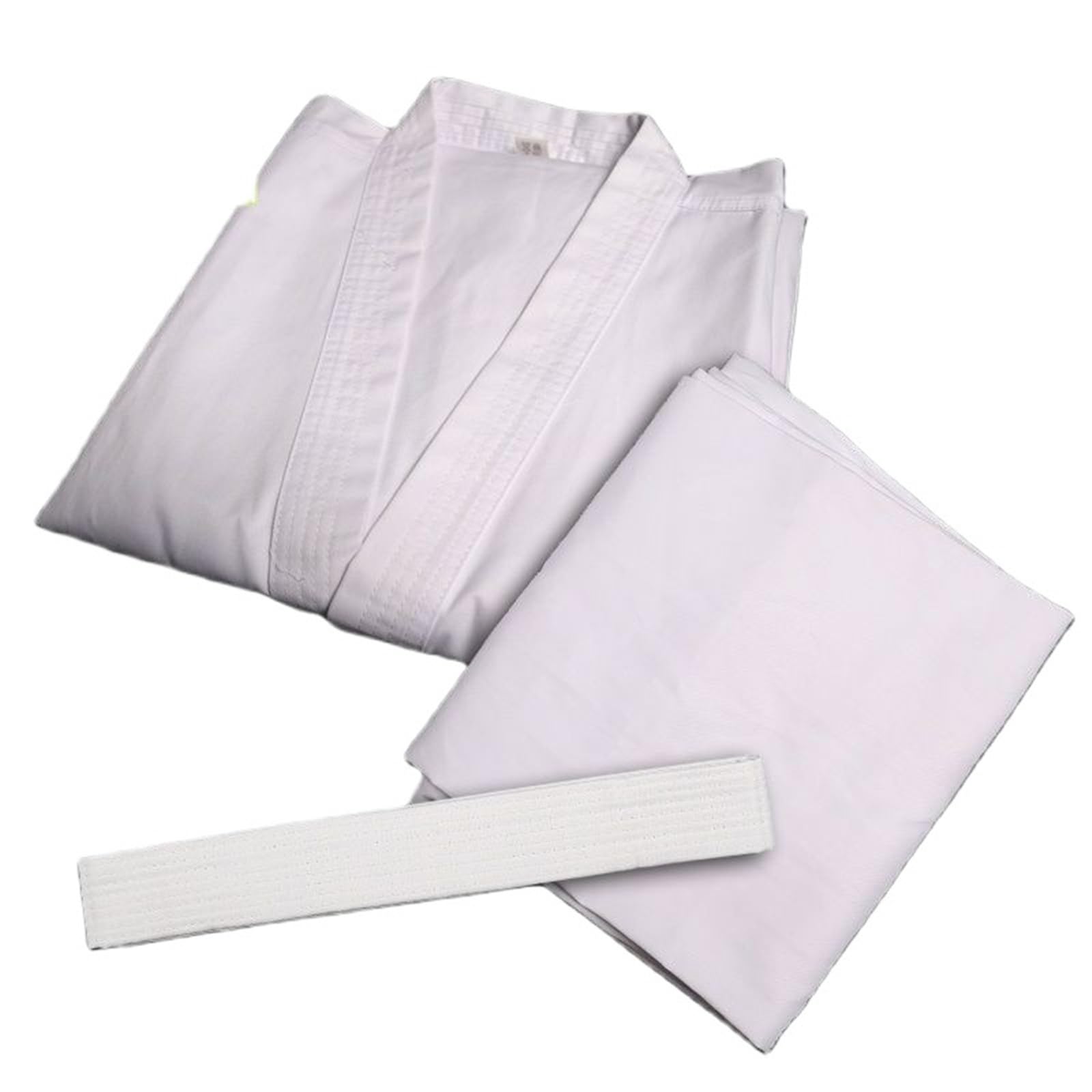 Uniforme de Karate de Cuello Blanco for Adultos y niños, Ropa de Tela Transpirable de Taekwondo, Conjuntos de Kimono Dobok para Formación, Rendimiento(L 160)