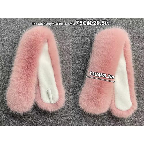 Zcargel Winter Scarves 75cm Artificial Fur Scarf Faux Fur Collar Wrap with Clip Women Neck Warmer Shrug Scarf Classic Scarf2