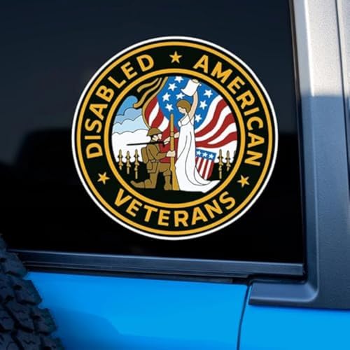2pcs Disabled American Veterans Vinyl Car Decal 5.12"x5.12", Military Appreciation Sticker for Car, Truck, Window, Laptop, Veteran Support Gift |#TM57