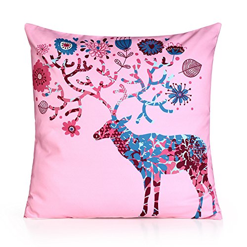 Serviceworld High density polyester Leaning Cushion Peach skin velvet Throw Pillow Covers Pillowslip Case,Size 15.7" x 15.7" Square ,Pink antelope