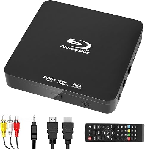 Full HD 1080P Blu Ray Disc Player mit Dolby Audio, Alle DVDs und Region B 2 Blu-Ray Filme Spielen, Unterstützung für Max 128G USB-Flash-Laufwerk + HDMI/AV-Ausgang + Eingebautes PAL/NTSC mit Kabeln Full HD 1080P Blu Ray Disc Player mit Dolby Audio, Alle DVDs und Region B 2 Blu-Ray Filme Spielen, Unterstützung für Max 128G USB-Flash-Laufwerk + HDMI/AV-Ausgang + Eingebautes PAL/NTSC mit Kabeln