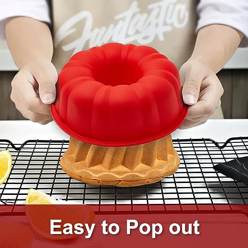 SOV silicone cake pan, silicone Cake Molds, Bakeware Non Stick 10 inch Pan for Jello,Gelatin,cake, Silicone Baking Molds for Cakes, Round Baking Pan (1 pack) by SOV - Image 4