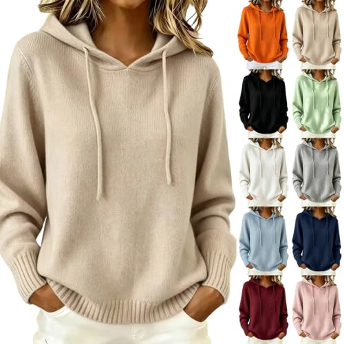 Warm Sweaters For Women Fall Hooded Neck Cozy Knitted Trendy Pullover Tops - image 1