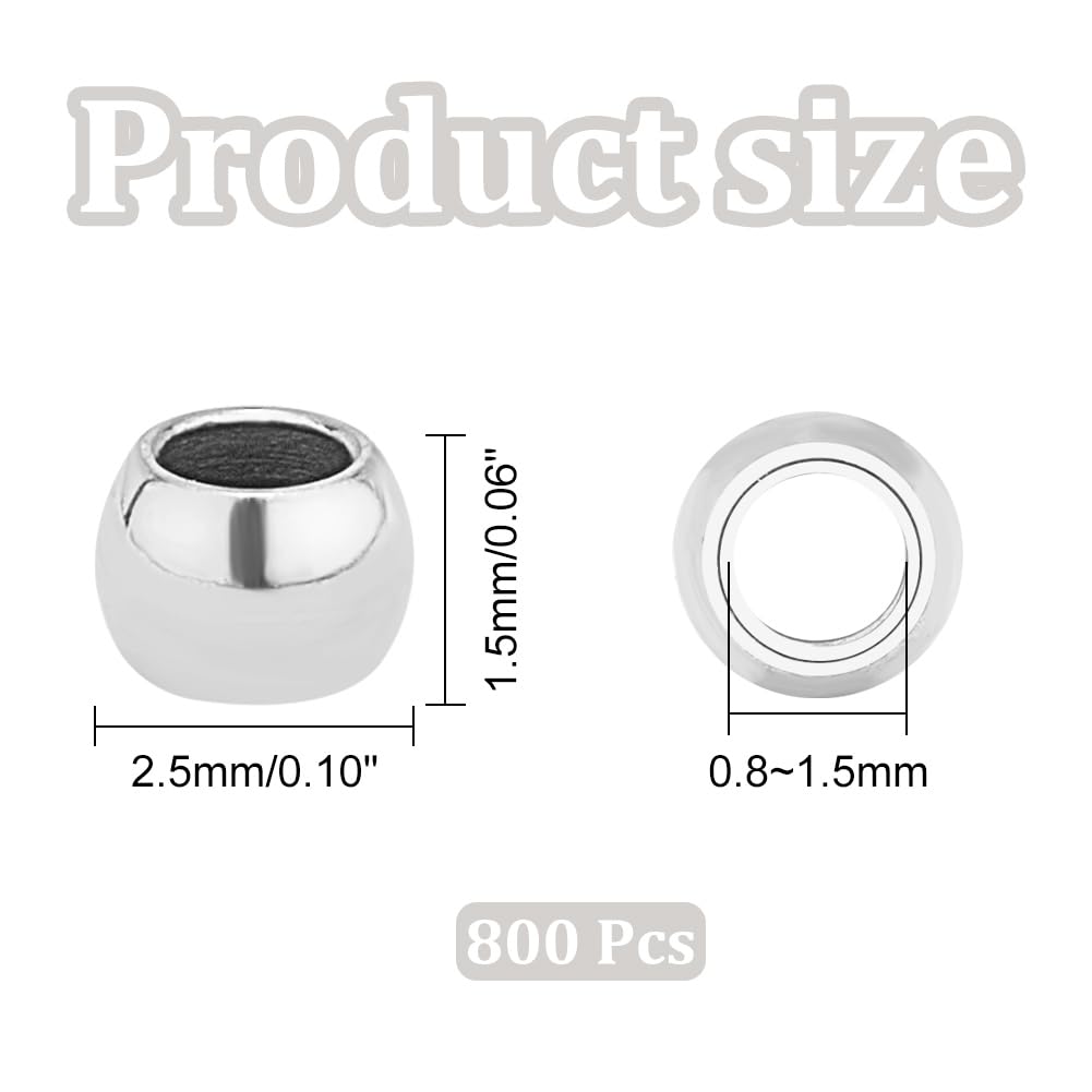 UNICRAFTALE 800pcs Round Stainless Steel Spacer Beads 2.5mm for DIY Bracelet Necklace Jewelry Making, Metal Color - Image 3