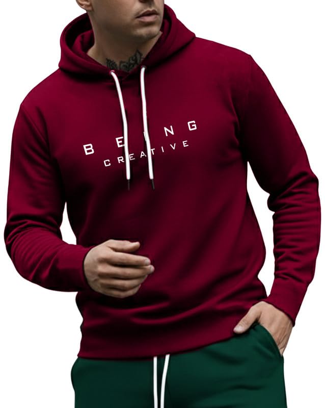 Slim fit Gym Hoodie, Full Sleeve Cotton Blend Hooded T-Shirt-image-42