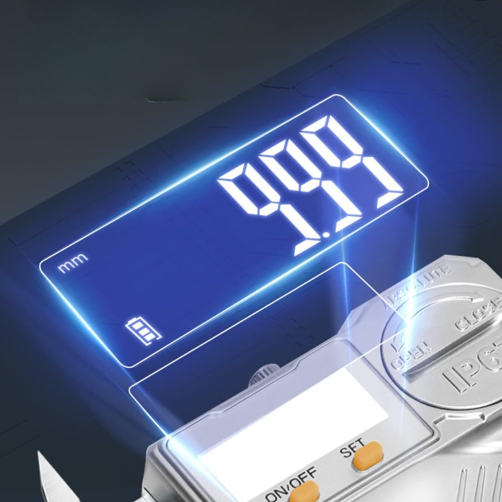 Calibrador digital Vernier de 150 mm con pantalla LCD e impermeable IP67 | Construcción de acero inoxidable, resolución de 0,01 mm, medición industrial para taller y laboratorio