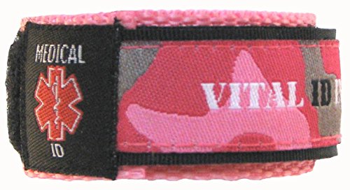 Vital ID Medical ID Wrist Band - Small (Camo Pink)