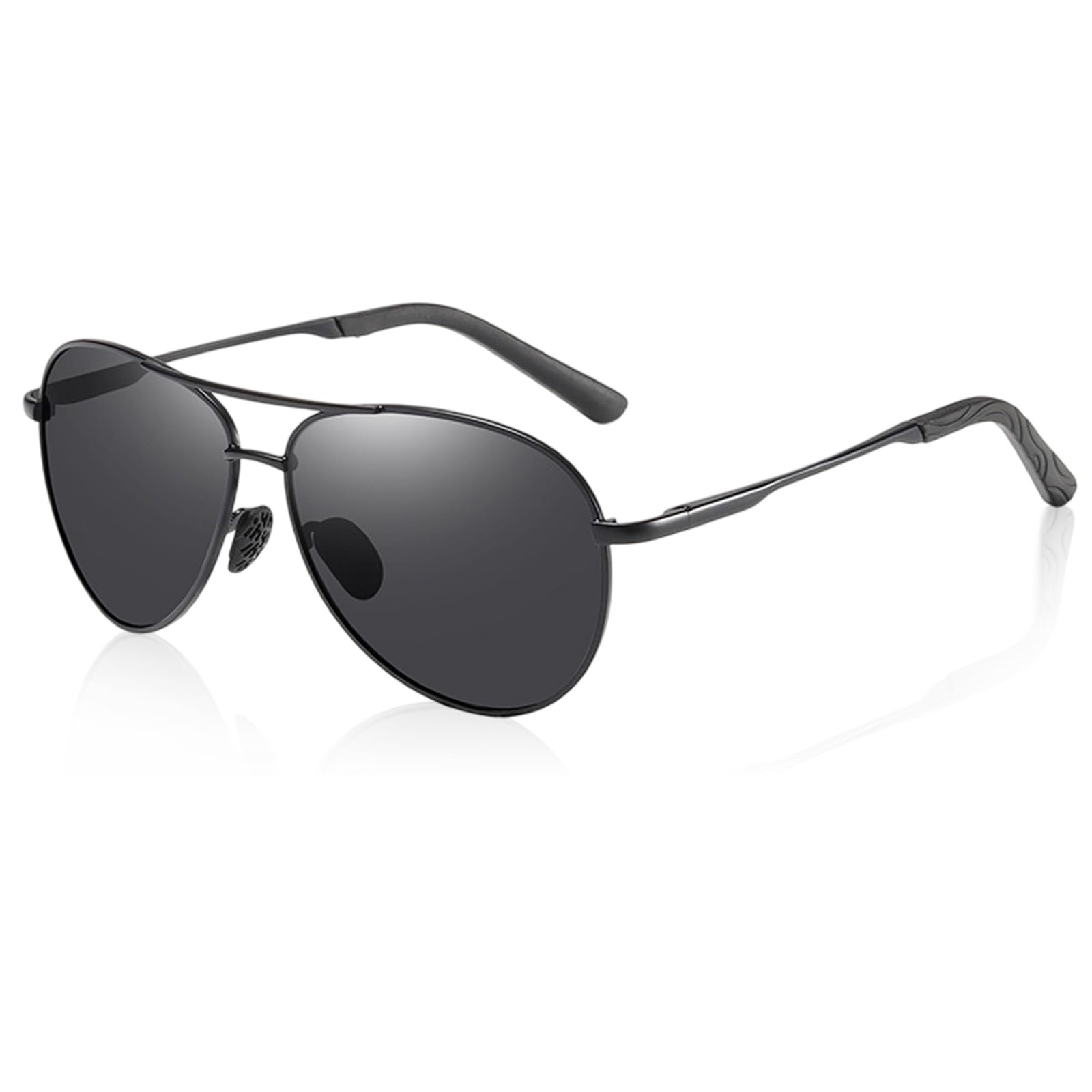 Gafas de Sol Hombre Mujer, Pilot Gafas de Sol Polarizadas, Clásico Retro Metal, Bisagras de Resorte Duplicadas Completas, Protección UV400 Golf Ciclismo Pesca Running Deporte (Negro)