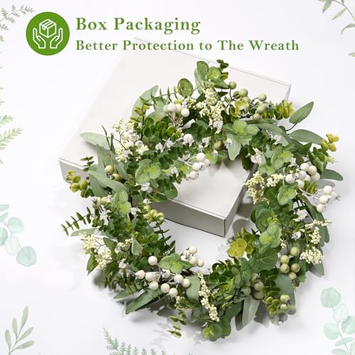 COLORSPEC Eucalyptus Wreath for Front Door, 46 cm/18 inch Spring Summer Green Wreath, Lifelike Artificial Small Door Wreath Decoration for Farmhouse, Wedding, Home, Window, Wall, Fireplace - Image 3