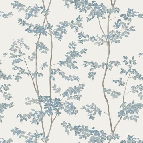 Heroad Blue and White Peel Stick Wallpaper Tree/Leaf Cottage Contact Paper
