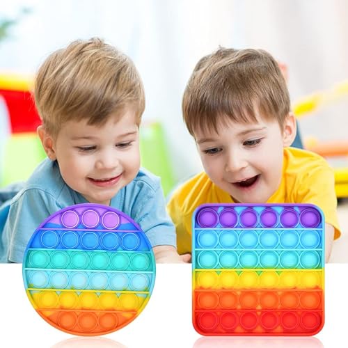 Pop It Spielzeug - Großes Regenbogen Anti-Stress-Spielzeug, Fidget Toys Für Autistische, Zappelige Menschen, Tolles Geschenk (Rund)