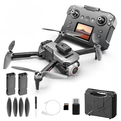 RC Kids Drone with Screen Display Remote Control, 1080P Dual Camera, Speed Adjustment, Altitude Hold, One-Key Takeoff, 3D Flips, 2 Batteries, Helicopter Airplane Toy for Boys Girls, Hovering, Brushless Motor, APP Control, LED Lights, for Kids 8-12 and Adult Beginners FPV Quadcopter Plane Copter