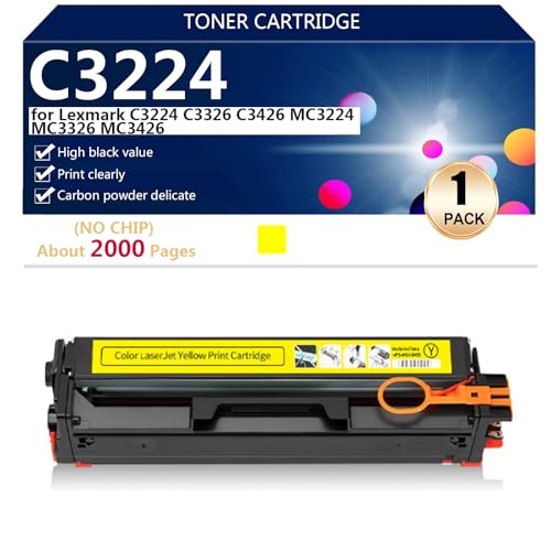 Toner compatible Lexmark C3224 MC3224 jaune sans puce à haute capacité de transfert - 2