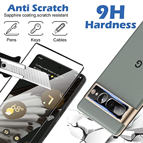 Image of [3+1 Pack] for Google Pixel 7 Pro Screen Protector, 9H Tempered Glass, Ultrasonic Fingerprint Compatible, 3D Curved, HD Clear Scratch Resistant for Google Pixel 7 Pro 5G Glass Screen Protector