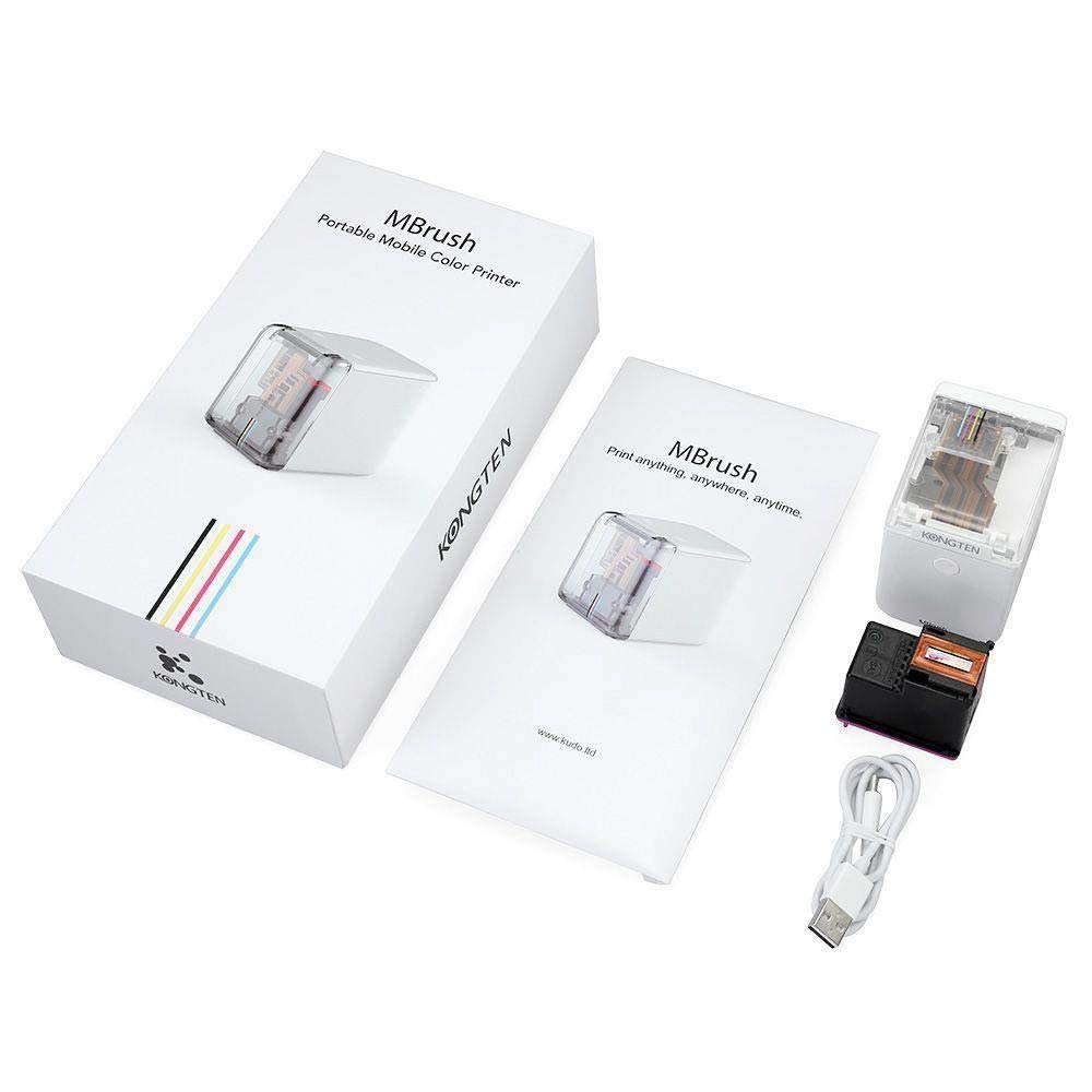 Mbrush Stampante Colori Portatile, Mini Bluetooth WiFi Stampa Wireless Piccola Inkjet Portatile con Cartuccia d'inchiostro per Testo Personalizzato e Fai Da Te, Stampa Qualsiasi Superficie