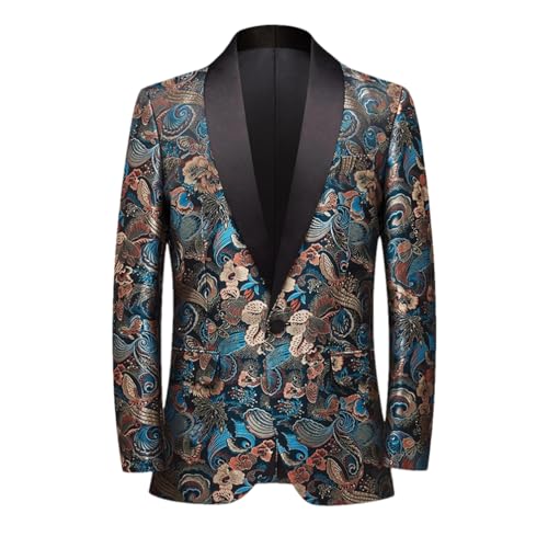 Blazer Men's European American Style Embroidered Nightclub Party Emcee Slim Fit Suit Jacket