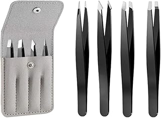 精密毛抜き ピンセット 先斜め角度 男女兼用 眉毛抜き 鼻 髭抜き 耳 精密ピンセット ステンレス製 収納ケース付き ノンストレス脱毛