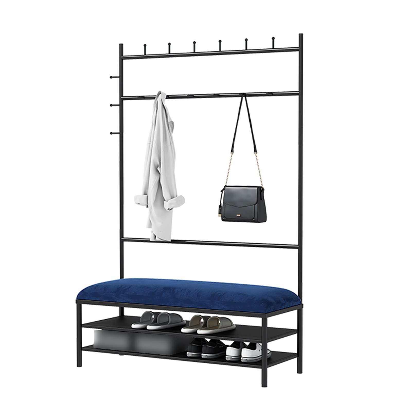Porte-manteau vestiaire d'entrée avec banc en métal B 10