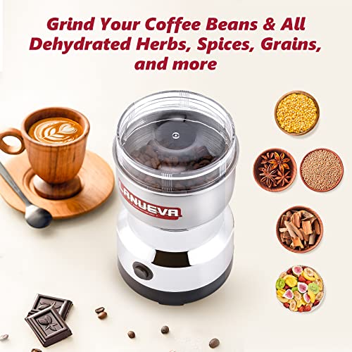 Lanueva Coffee Grinder, 200W Mini Spice Grain Mill Electric With 3.5Oz/100G Grinding Capacity, Dry Grinder For Spices Seeds Beans Herbs, Stainless Steel Blades (110V, Silver) #TOP3