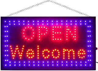 Super Bright Flashing LED Open Welcome Shop Sign Neon Hang Display Window Light (Large)