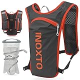 INOXTO Running Hydration Vest Backpack,Lightweight Insulated Pack with 1.5L Water Bladder Bag Daypack for Hiking Trail Running Cycling Race Marathon for Women Men (Gray Orange)