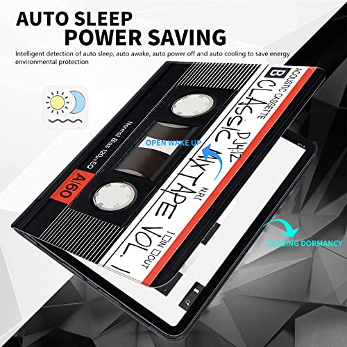 Rossy Case For All-New Kindle Fire Hd 10 & 10 Plus Tablet (11Th Generation, 2021 Release) 10.1" - Slim Pu Leather Multi-Angle Adjustable Stand Smart Cover With Auto Wake/Sleep,Retro Audio Cassette #TOP2