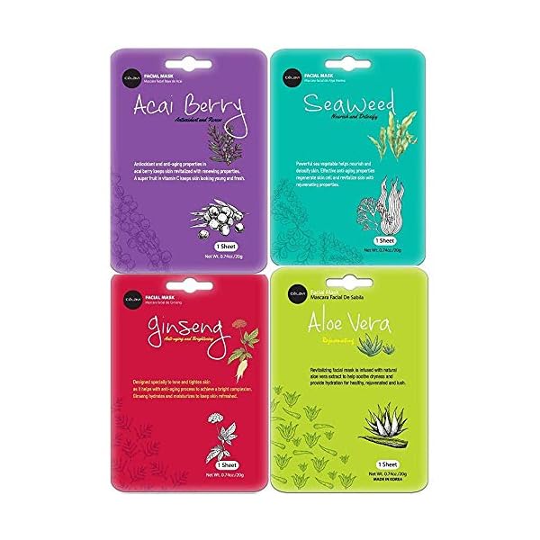 celavi Face Mask Set Korean Beauty Essence Facial Paper Sheet Mask Korea Skin Care Moisturizing 2 Packs of each 12 New flavors K-Beauty Skincare 24 masks in a pack Made in Korea