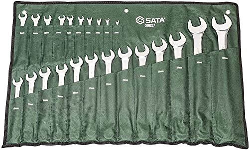 Sata 23-Piece Full-Polish Metric Combination Wrench Set With Offset Box Ends And A Durable Tool Roll - St09027Sj #TOP14