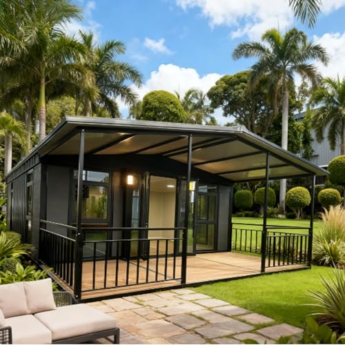 Detachable Container House Prefab Tiny Home for Sale with Equipped Bathroom & Kitchen Modular Granny Flat Home Luxury Villa Prefabricated Tiny House Prefab with Roof Expandable Mobile Boxable