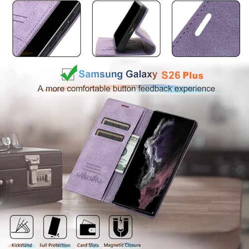 Kitroce Case for Samsung Galaxy S26 Ultra（5G 2026 Released）, PU Leather Wallet case with 1 Tempered Glass Screen Protector，Card Holder Slots as Kickstand Protective Business flip Cover (Burgundy) — view 3