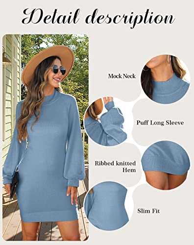 Image of GRECERELLE 2026 Womens Fall Winter Mock Neck Mini Pullover Sweater Dress | Long Sleeve Ribbed Knit Bodycon Fit for Parties Date Holidays Daily(XS-2XL)