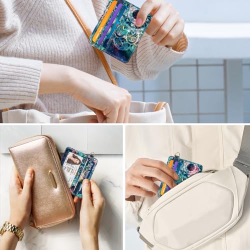 Image of Slim Minimalist Pocket Credit Card Holder Wallet Women | RFID Blocking Lightweight Thin Small Cute Card Cases, Mandala