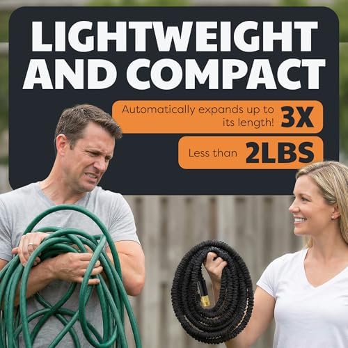 XHOSE PRO Expandable Garden Hose 100ft Water Hose with Brass Fittings, Flexible, Expanding and Retractable, Lightweight 100 Ft Hose, Tuyau Arrosage - 2026 Model - 1