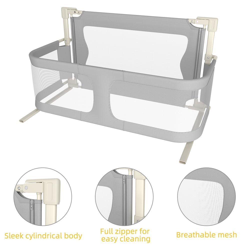 OHMG Barrera de cama, barrera de seguridad infantil, portátil, protección de seguridad plegable, barra de cama anticaída, extraíble, protector de cuerpo, cama Cododo ajustable en altura, con